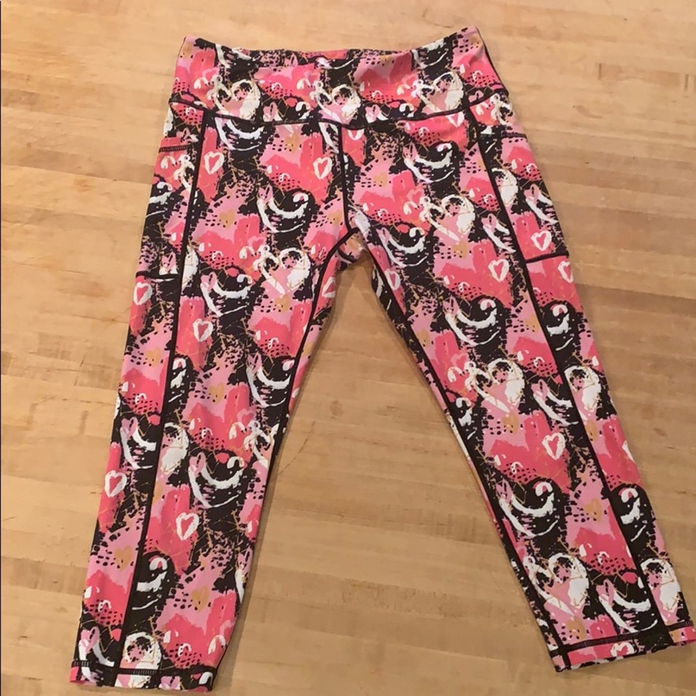 CVG Pink heart crop workout leggings